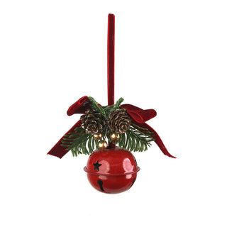 Christmas Dancer Prancer Red Bell with Velvet Ribbon Decoration 6cm