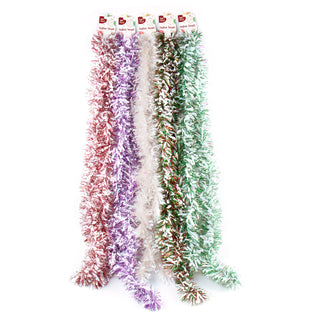 Christmas Tinsel Garland with White 6 Assorted