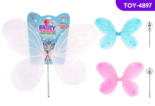 2Pce Butterfly Wings with Magic Wand 2 Asst