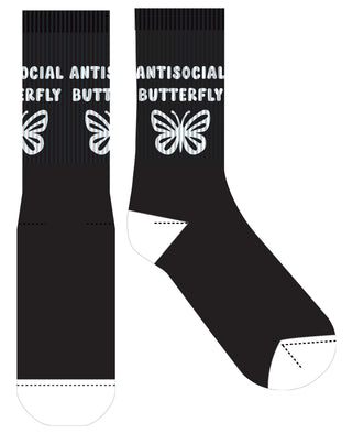 Frankly Funny Crew Socks Antisocial Butterfly