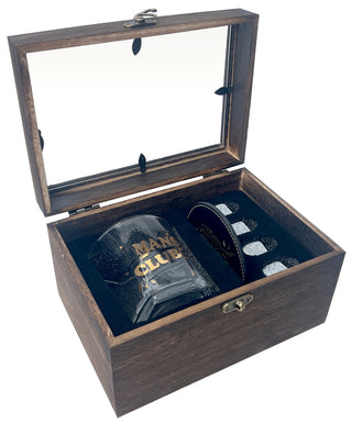 Grumpy Old Mans Club 3 Piece Dark Wood Box Gift Set