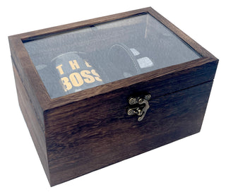 The Boss 3 Piece Dark Wood Box Gift Set