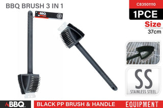 1pce BBQ Brush (3 In 1) Stainless Steel 37cm