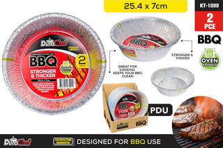 2Pce Deep Dish Round Foil Trays 25.4X7cm