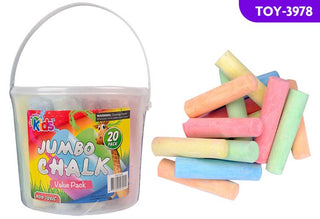 20pce Jumbo Kids Chalk w/Bucket-Non-toxic