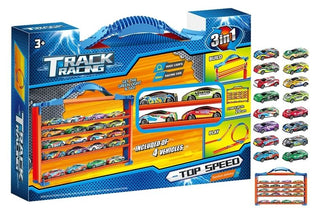 25 Piece 3 In 1 Track Racing Vehicles with Case