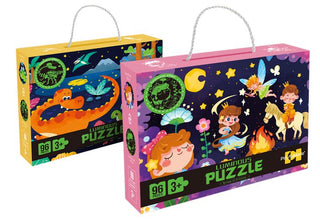 96 Piece Glow in Dark Princess & Dino Puzzles