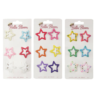 6 Pack Star Snap Hair Clips