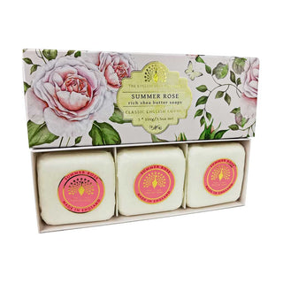 English Soap Company Summer Rose Soap Gift Set 3 Pack 100g