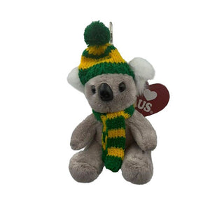 Plush Koala with Green & Yellow Scarf Beanie