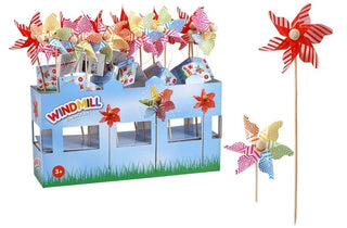 Windmill with Wooden Stick 28cm 2 Assorted CDU/12