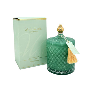 Wick 2 Wear Diamond Pattern Soy Candle 450g - Jasmine Tea Green