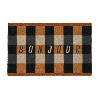 Coast to Coast Bonjour Black & White PVC-Backed Coir Mat - 50x80cm