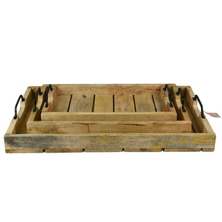 Mikael Wood Trays with Handles 3 Piece - 45x30cm